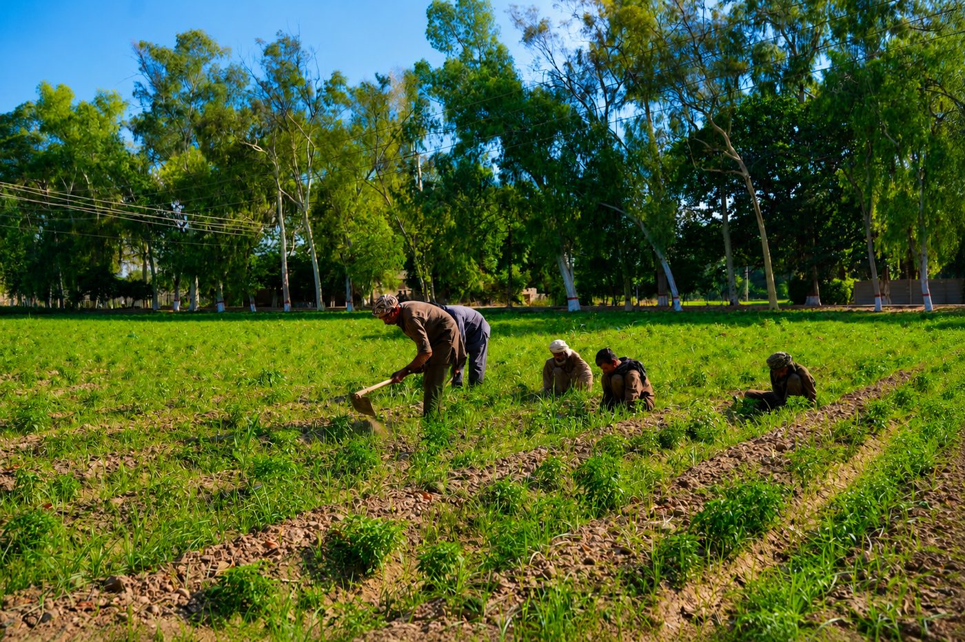 Growers tending the fields at Renala Khurd