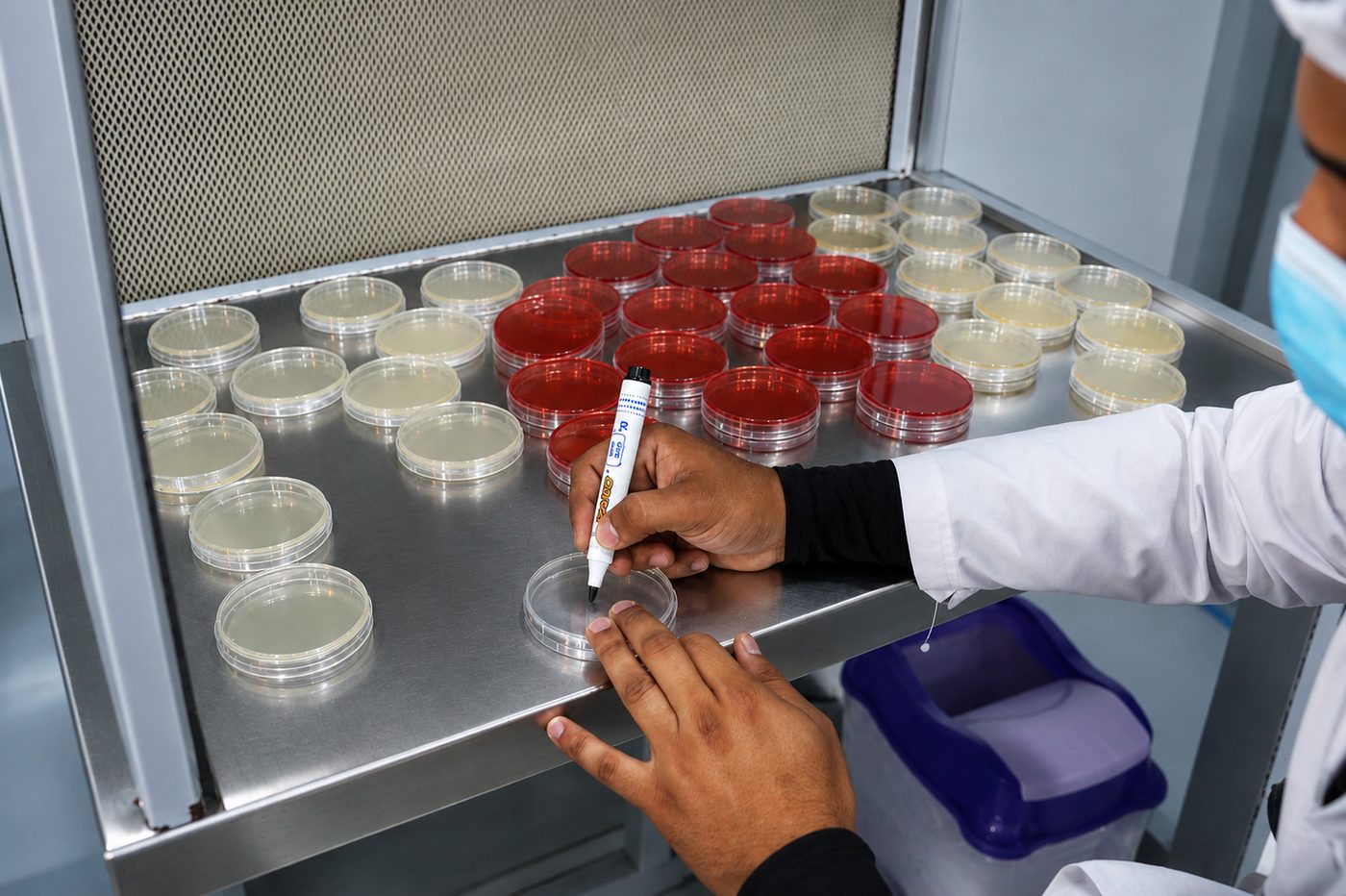 Microbiology plates in the lab